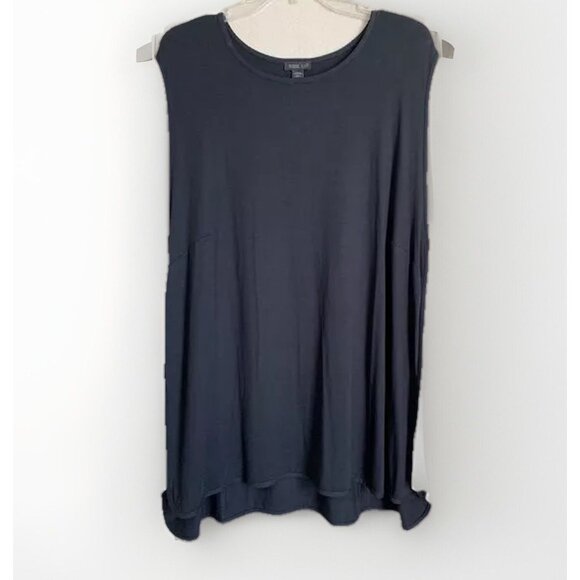 J.Jill Wearever Top 4X Plus Black Cream Rayon Lycra Sleeveless Summer Vacation - Picture 1 of 9
